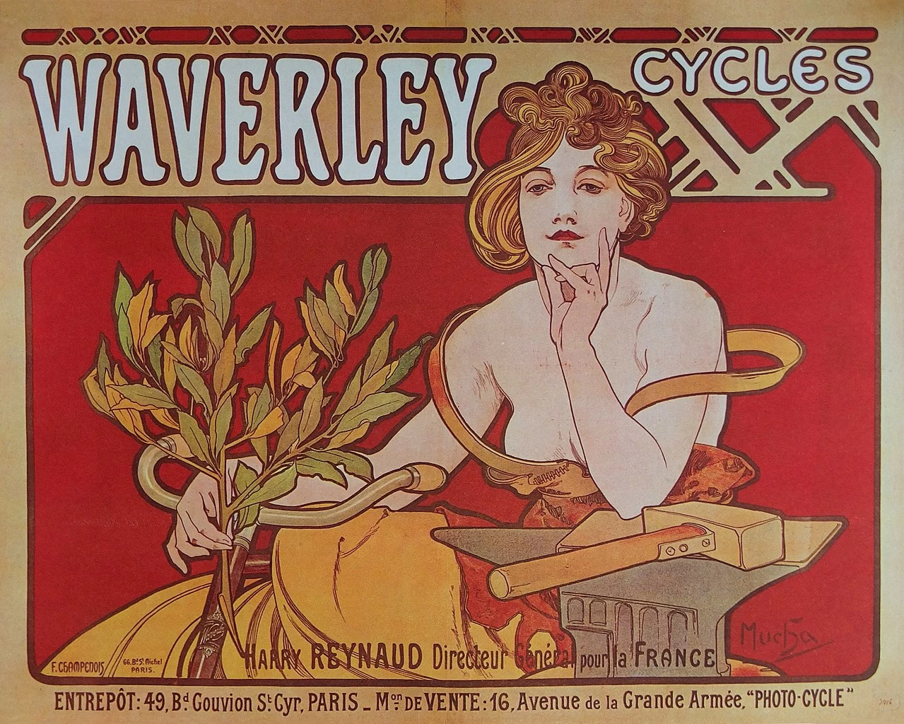 Alfons Mucha - Cycles Waverley , 1898